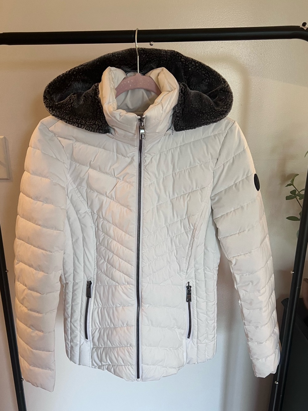 Nautica Women’s White Quilted Hooded Puffer Jacket